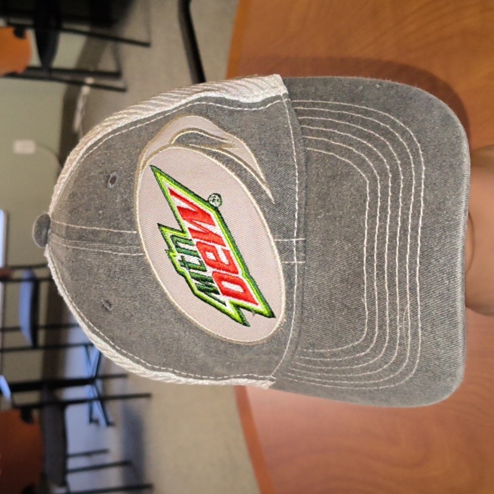 Mountain Dew Embroidered Logo Trucker Mesh Strap-on Hat Cap OSFA